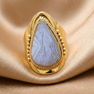 Blue Lace Agate <b>Ring</b> 925 Sterling Silver Handmade <b>Statement</b> <b>Ring</b> Yellow Gold Rose Gold Plated Boho Jewelry Gift for Christmas - Product Image 1