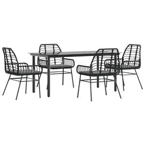 Conjunto de Comedor de Jardín de Ratán Sintético Negro con Mesa de 63 Pulgadas, Colección de Muebles para Exteriores - Product Image 2