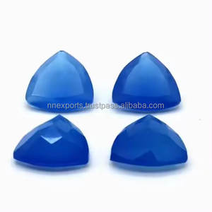 Calcedoine bleue naturelle 8 mm, taille triligne facettée, calibrée, certifiée, pierres précieuses en vrac, bijoux faits à la main N.N. Exportations - Product Image 2