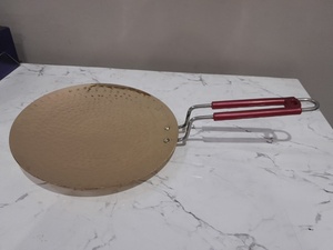 Batterie de cuisine de cuisine écologique faite à la main en laiton martelé vintage lisse Tawa Logo personnalisable quantité minimale de commande bas 20 pièces - Product Image 2