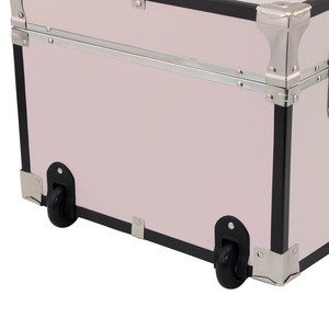 Pink Metal <b>Trunk</b> <b>Box</b> With Locks And Wheels Suitable For Travel Luggage Seasonal Item <b>Storage</b> And Dorm Room <b>Storage</b> Solution - Product Image 3