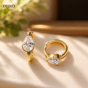 Pendientes de Aro con Diamantes en Forma de Lágrima, Chapados en Oro Amarillo de 18K, para Mujer, Joyería Vintage con Moissanita - Product Image 1