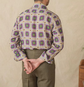 Camisa Casual de Primavera para Hombre, 30% Lino, Estampada, Cuello Windsor, Transpirable, de Alta Calidad, Manga Larga - Product Image 3