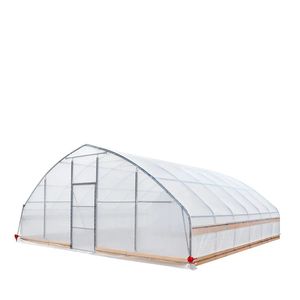 Invernadero de marco frío de 25FT x 25FT para cultivo, con película plástica transparente de EVA de 6 mil, lados enrollables con manivela y techo de cúpula, para granjas - Product Image 1