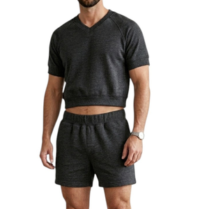 Shorts en coton tricoté respirant pour homme, taille élastique, confortables, légers, décontractés, unis, pour l'été - Product Image 1