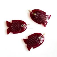 Pendentif Poisson en Rubis AAA, Collier en Argent 925 Fait Main avec Breloque Poisson en Pierre Précieuse, Bijou en Cristal de Guérison Sculpté à la Main, Fournisseur en Gros