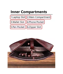 Sac à dos pour ordinateur portable en cuir véritable pour hommes, sac de voyage d'affaires avec bretelles réglables, sac de travail de bureau, sacoche pour ordinateur portable - Product Image 3