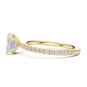 Anillo de compromiso con diamante de corte princesa cultivado en laboratorio, oro sólido de 18 quilates, con piedras redondas pavé en el lateral, joyería de boda eterna para mujeres y hombres - Product Image 2