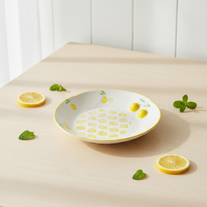 Plato Lateral de Porcelana Fina de Primera Calidad 3460985B-20, Nuevo, con Estampado de Limón Amarillo y Espiral - Product Image 3