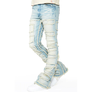 Pantalon de jogging unisexe personnalisé en velours côtelé empilé et vieilli, respirant, noir, décontracté, non tissé, 100 % coton, écologique - Product Image 1