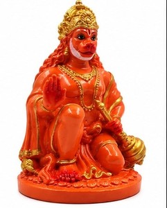Handmade Hand Painted Resin Religious Hindu God Art Deco Figurine Red Gold Tabletop Living <b>Room</b> Housewarming Diwali <b>Decor</b> - Product Image 5