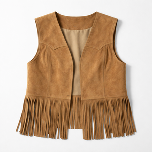 Chaleco de Gamuza Tejida Transpirable con Flecos y Lentejuelas para Mujer, Venta al Por Mayor, Personalizado, Invierno - Proveedor Directo de Fabricante OEM - Product Image 5
