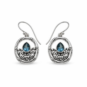 Boucles d'oreilles fines en argent sterling 925 avec topaze bleue naturelle facettée BER-39, prêtes à être expédiées, en stock, faible MOQ, bijoux indiens pour femmes - Product Image 1