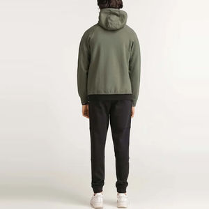 Men's Olive Green Hooded <b>Sweatshirt</b> Regular Fit French Terry Cotton Breathable Pocket Design Autumn Casual Wear - Product Image 4