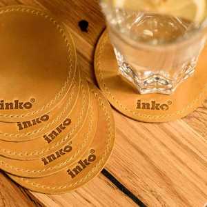 Luxury Genuine Leather Coaster <b>Set</b> for <b>Whiskey</b> Glass Round Drink Mats Tableware Accessories Custom Branded GLC-0033 - Product Image 4
