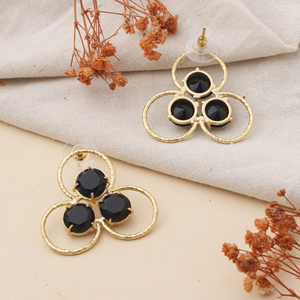 Moonlit Charm Geometric <b>Stud</b> <b>Earrings</b> Handcrafted Gold Plated Brass Trendy Women's Jewelry - Product Image 3