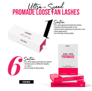 Extensions de cils CharmLash en gros, éventails préfabriqués à tige courte, symétriques, légers, volume facilement obtenu - Product Image 3