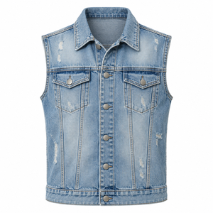 Chaleco de Mezclilla para Hombre, 100% Algodón, Relleno de Plumón, Estilo Casual para Invierno, Diseño Único Personalizable al por Mayor - Product Image 1