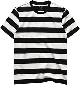 เสื้อยืดคอกลมแขนสั้นลายทางสีเขียวขาวสำหรับผู้ชายไซส์ใหญ่ ผ้าฝ้ายสวมใส่สบายเหมาะสำหรับฤดูร้อน มีสไตล์ - Product Image 2