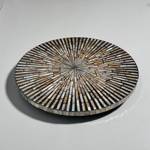 High End Quality Round Wooden Lazy Susan Plate With <b>Radiating</b> Shell Mosaic Pattern Bohemian Style Handmade For Tabletop Use - Product Image 4