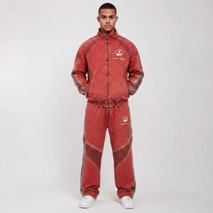 Ensemble de survêtement délavé pour homme – Sweat-shirt et pantalon de jogging décontractés en mélange de coton confortable – Style streetwear tendance - Product Image 6