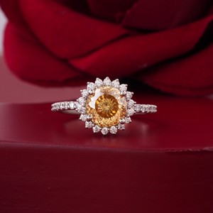 14K <b>Gold</b> <b>Cocktail</b> Statement <b>Ring</b> with 2.00 CT Yellow Portuguese Cut Lab Grown Diamond (Prong Setting) - Product Image 1