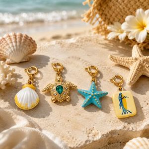 Bijoux Ocean en gros, breloques de plage en acier inoxydable plaqué or 18 carats, résistantes à l'eau, breloques pour bikini - Product Image 4