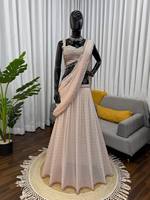 Bollywood Georgette Séquence Saree avec bordure en dentelle perlée et chemisier assorti pour les fêtes de Diwali Achat en ligne à bas prix