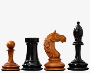 Pièces d'échecs de luxe lestées, modèle Botvinnik soviétique 1933, en bois d'ébène et buis antique, roi de 3,8 pouces, au meilleur prix - Product Image 5