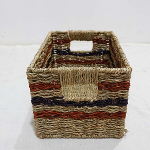 Waterproof Rustic Rectangle Storage <b>Basket</b> Iron Wire Frame Synthetic <b>Plastic</b> Wicker Material Handles for Multifunction - Product Image 2