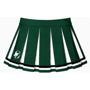 Jupe plissée vert foncé personnalisée par le fabricant pour femmes, uniforme de danse athlétique, tenue de performance d'équipe avec rayures - Product Image 1