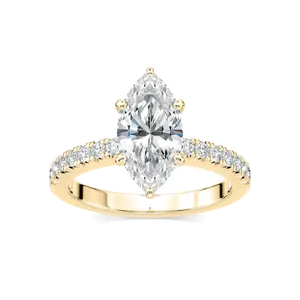 Large marquise diamond engagement <b>ring</b> with half band round diamonds crafted in rose gold white gold yellow gold elegant <b>fine</b> - Product Image 5
