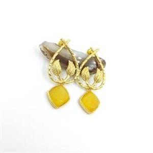 Boucles d'oreilles pendantes en pierre précieuse Jaune Monalisa en gros - Product Image 1