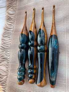 Handmade Blue Resin Natural Wood Angel <b>Crochet</b> Needles Ergonomic Soft Handle Customized Color Logo for Knitting-Craft - Product Image 6
