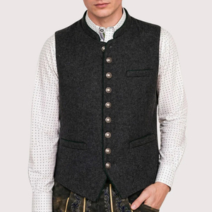 Chaleco Reversible Bordado de Poliéster/Algodón para Hombre, Transpirable, para Otoño, Estilo Bávaro, Ropa de Calle Alemana, Oktoberfest - Product Image 4