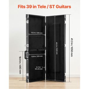 Étui rigide pour guitare électrique 41,3 pouces, en bois, avec loquet de verrouillage et rembourrage - Product Image 2