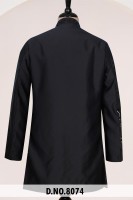 Costume Indo-Occidental Jet Black TR Lachko à motif géométrique Mandala avec broderie de sequins dorés mats pour marié