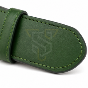 Ceinture en cuir de vachette vert SANDRA TRADERS avec boucle ardillon argentée, couleur unie, design rectangulaire, style décontracté, durable, une seule pièce - Product Image 2