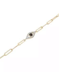 Black <b>Diamond</b> (1/20 ct. t.w.) & <b>White</b> <b>Diamond</b> (1/10 ct. t.w.) Evil Eye Paperclip Link Bracelet | Macy's - Product Image 3