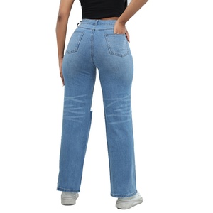 Jeans de Pierna Ancha para Mujer, de Alta Calidad, Rotos, Transpirables, Holgados, Pantalones Vaqueros para Mujer - Product Image 2
