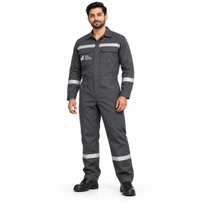 Combinaison unisexe ignifuge certifiée CE/EU, réfléchissante, 100% coton mélangé, pour chantiers industriels, vêtements de travail anti-chaleur - Product Image 2