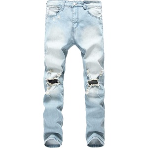 Men's Camping Tactical Work Cargo Slim Fit Denim Pants <b>Waterproof</b> Polyester Outdoor Hiking <b>Trousers</b> in Jeans Fabric - Product Image 1
