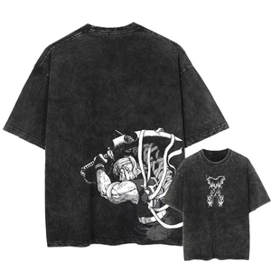 Camiseta Unisex con Estampado Personalizado, Lavado Ácido, Estilo Vintage, Cuello Redondo, Holgada, Retro, Streetwear, Tallas Grandes - Product Image 5