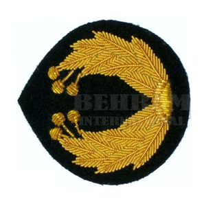 Luxury Custom Gold Laurel Leaf Hand Embroidery Nonwoven <b>Felt</b> Sew-On Badge <b>Black</b> Fabric Round Applique Patch Uniform Badges - Product Image 6