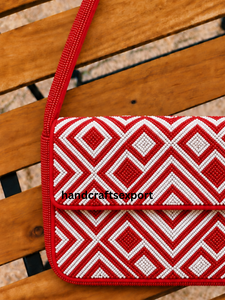 Bolso de Hombro con Cierre Magnético, Bordado a Mano en Rojo y Blanco, con Cuentas, para el Día de San Valentín, para Mujer, Venta al Por Mayor - Product Image 5