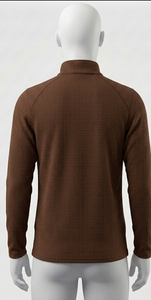 Pull à col montant zippé pour homme, marron, en maille, avec logo frontal, manches longues, coupe classique, respirant, idéal pour l'automne - Product Image 3
