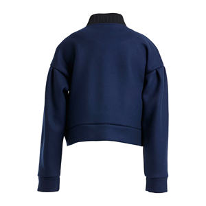 Chaqueta recortada de lana para mujer, chaqueta de béisbol con hombros caídos y bolsillo con solapa y botones para mujer - Product Image 2