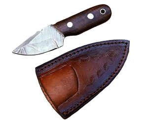 Cuchillo de Caza/Desollador Personalizable OEM de Acero Inoxidable con Mango de Madera Pakka y Funda de Cuero, Hecho a Mano, Marca ZA DAMASCUS MAKERS - Product Image 1