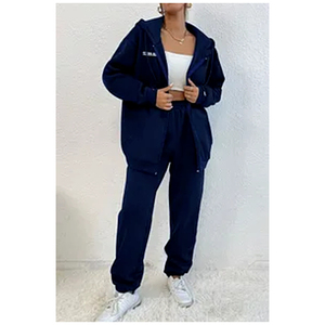 Customized Eco-Friendly Women's Sweat Pants Hoodie 2-Piece Tracksuit Set Sexy Long Sleeve <b>Crop</b> Hoodie <b>Jogger</b> Pants Matching Set - Product Image 1