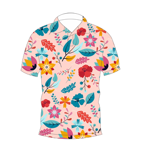 เสื้อโปโลผู้ชายสีชมพูพิมพ์ลายดอกไม้หลากสีลำลองแขนสั้นแฟชั่นฤดูร้อน - Product Image 1